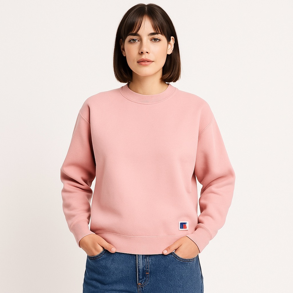 Russell Athletic Vintage Crewneck Sweatshirt Pink Ribbed Unisex Small USA